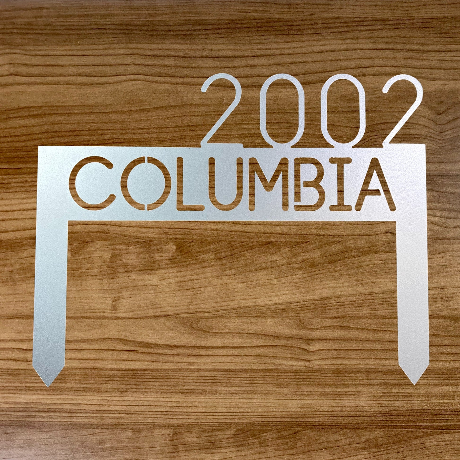 Custom yard address stake sign with white paint