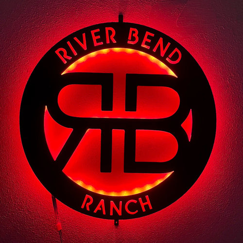 Custom LED Brand sign with red lights