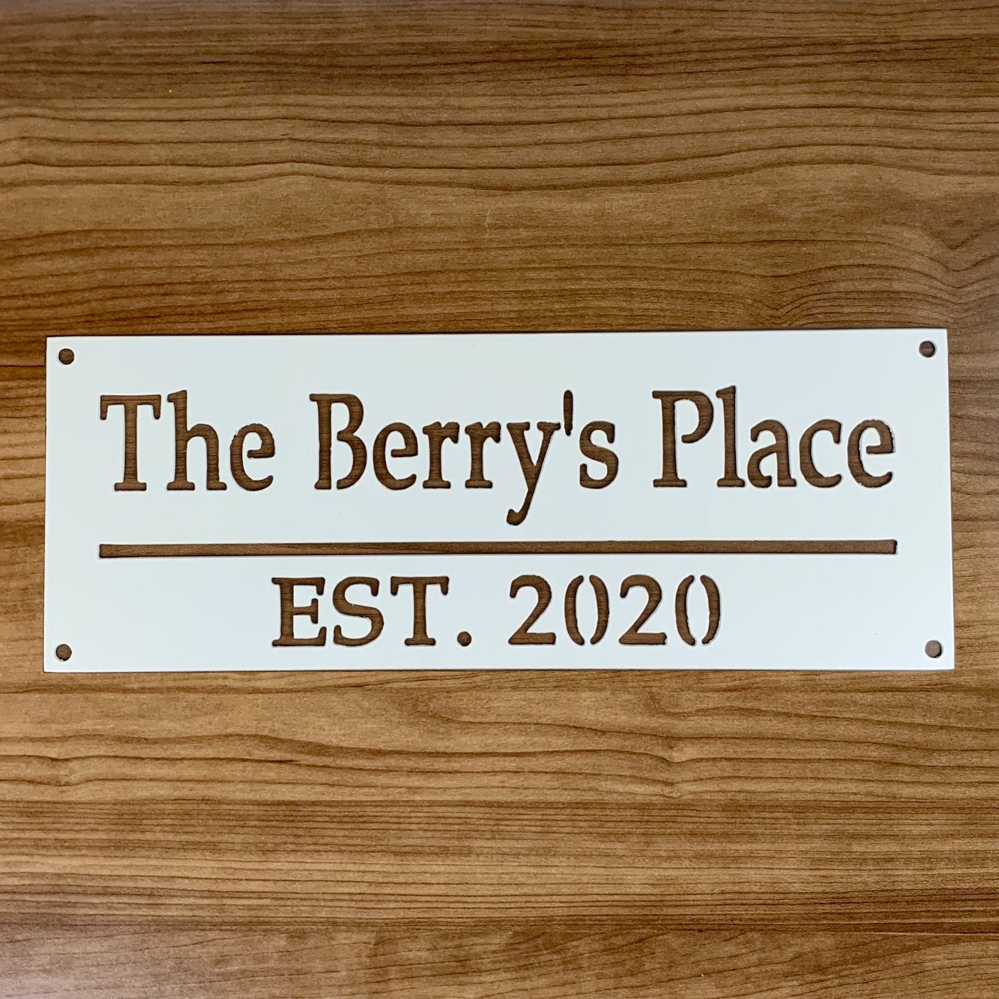 Custom Family Name Sign White
