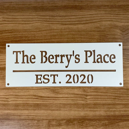 Custom Family Name Sign White