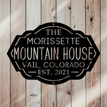 Load image into Gallery viewer, custom family name mountain house cabin sign indoor outdoor Colorado and date