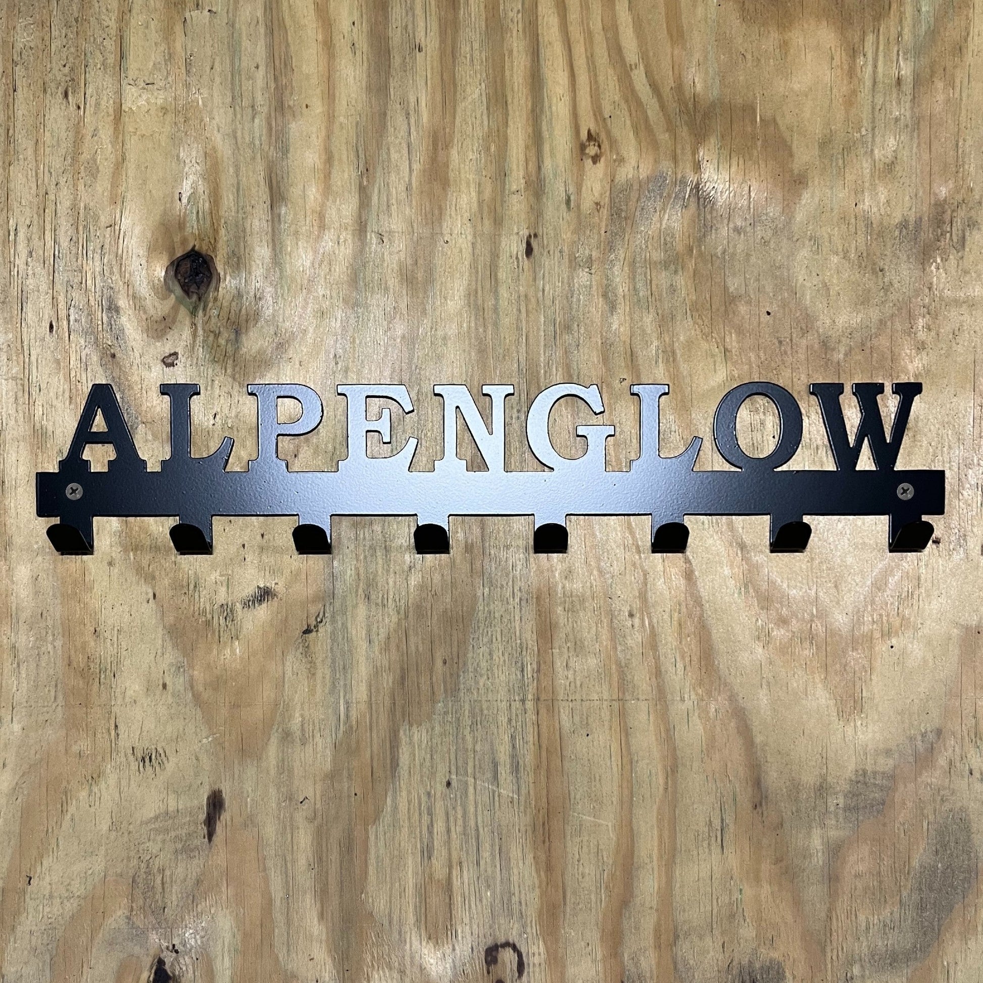 Custom name coat rack on wood black paint