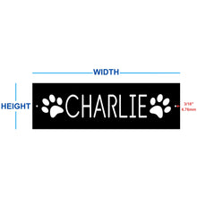 Load image into Gallery viewer, Custom Pet Name Metal Sign With Paw Print Dimensions