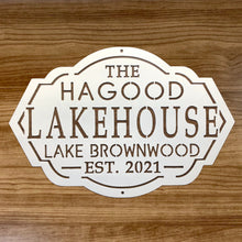 Load image into Gallery viewer, white lake house sign