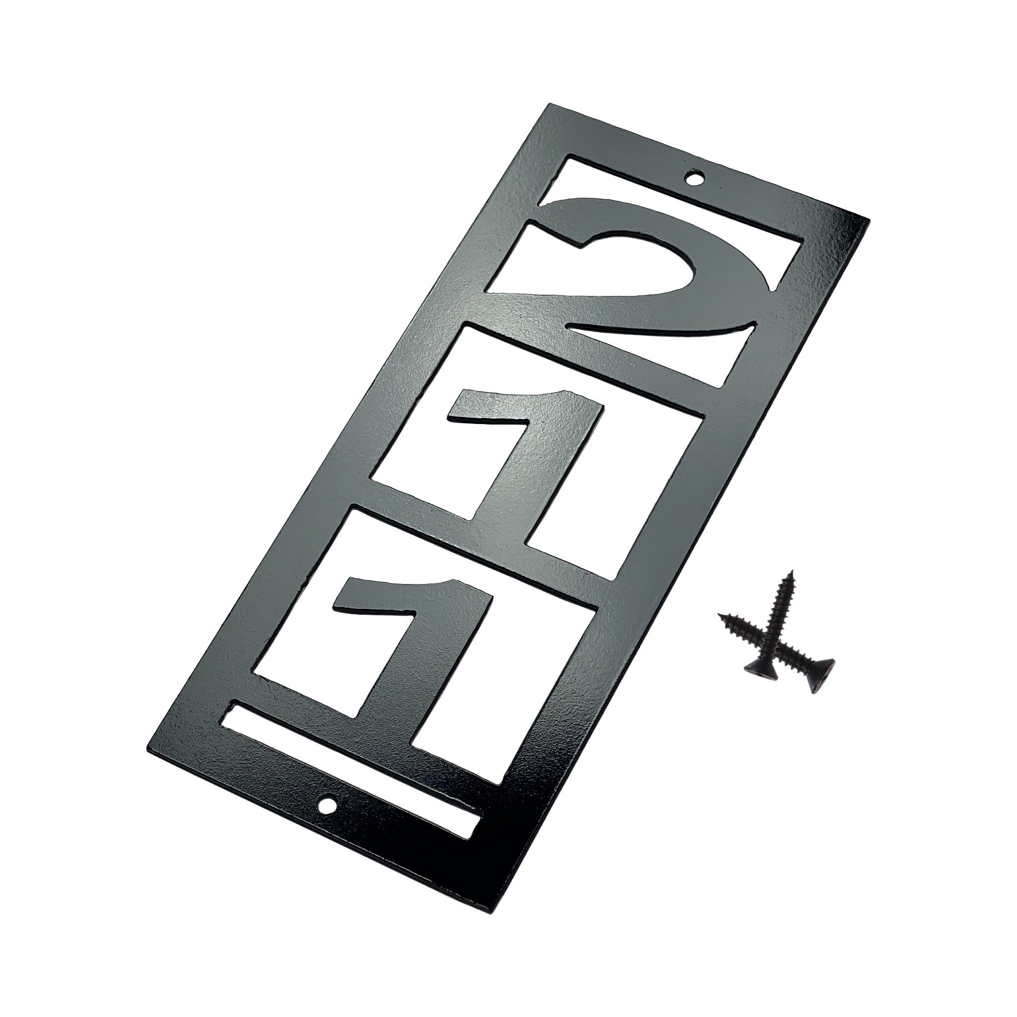Vertical Home House Number With Screws Black Paint Stock