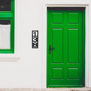 Custom Vertical House Numbers Green Door