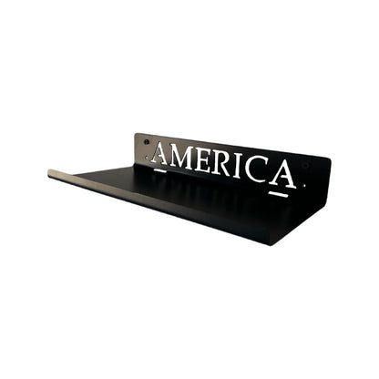 custom saying steel workshop shelf with name