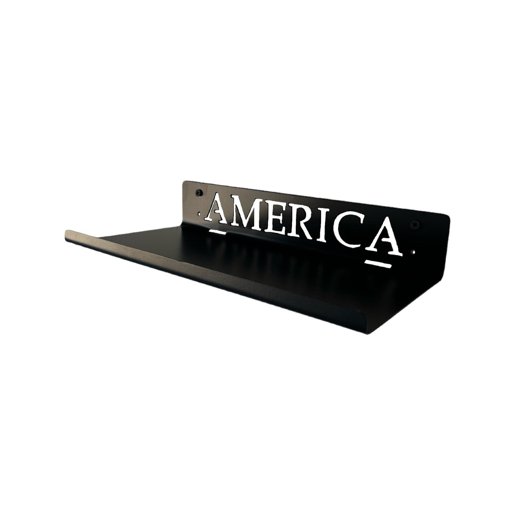 custom saying steel workshop shelf with name
