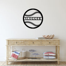 Load image into Gallery viewer, table with a custom baseball metal sign above it