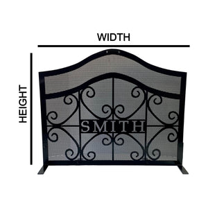 Arched fireplace screen with dimensions