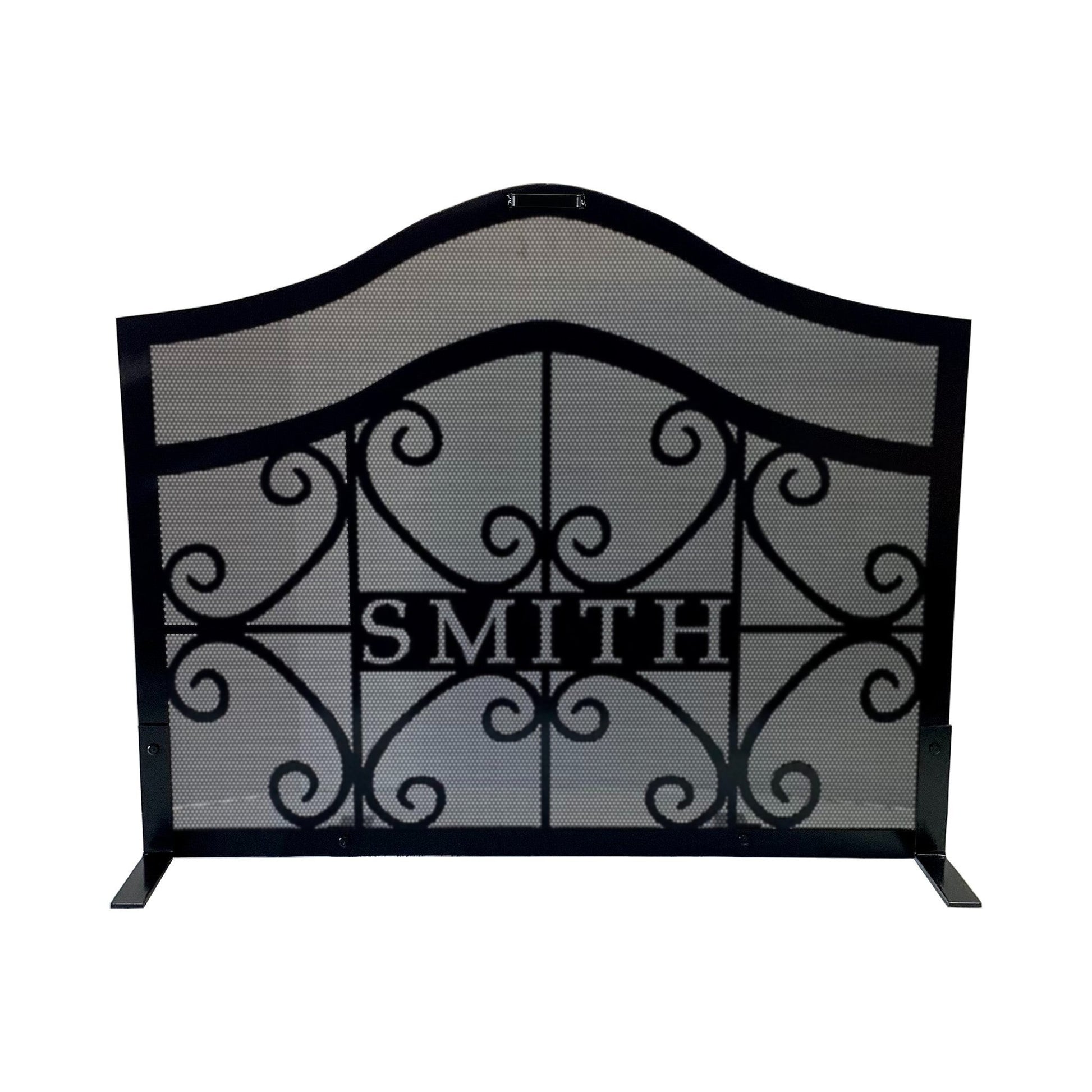 Custom Size Arched Fireplace Screen with custom name