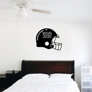 Custom Football Helmet Metal Sign Black Bed