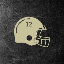 Load image into Gallery viewer, Custom Football Helmet Metal Sign Number Bronze Gold 