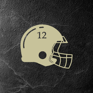 Custom Football Helmet Metal Sign Number Bronze Gold 