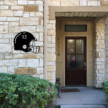 Load image into Gallery viewer, Custom Football Helmet Metal Sign Black Facade