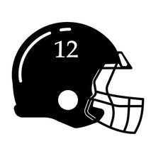 Load image into Gallery viewer, Custom Football Helmet Metal Sign Number Black Stock