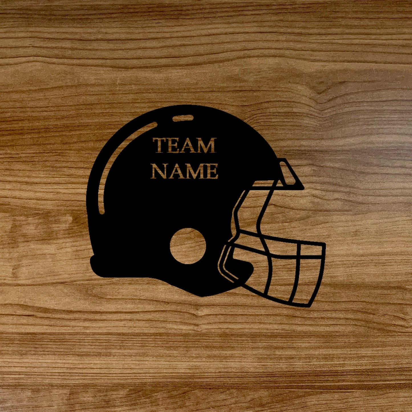 Custom Football Helmet Metal Sign Name Black Wood