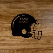 Load image into Gallery viewer, Custom Football Helmet Metal Sign Name Black Wood