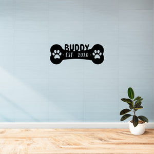 dog bone sign with dog name wall mounted 
