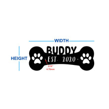 Load image into Gallery viewer, dimensions of dog bone wall mounted metal sign 