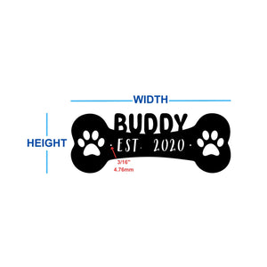 dimensions of dog bone wall mounted metal sign 