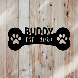 Dog Bone Name Sign, Custom Pet Decor For Dog Owners, Personalized With Dogs Name, Made in USA