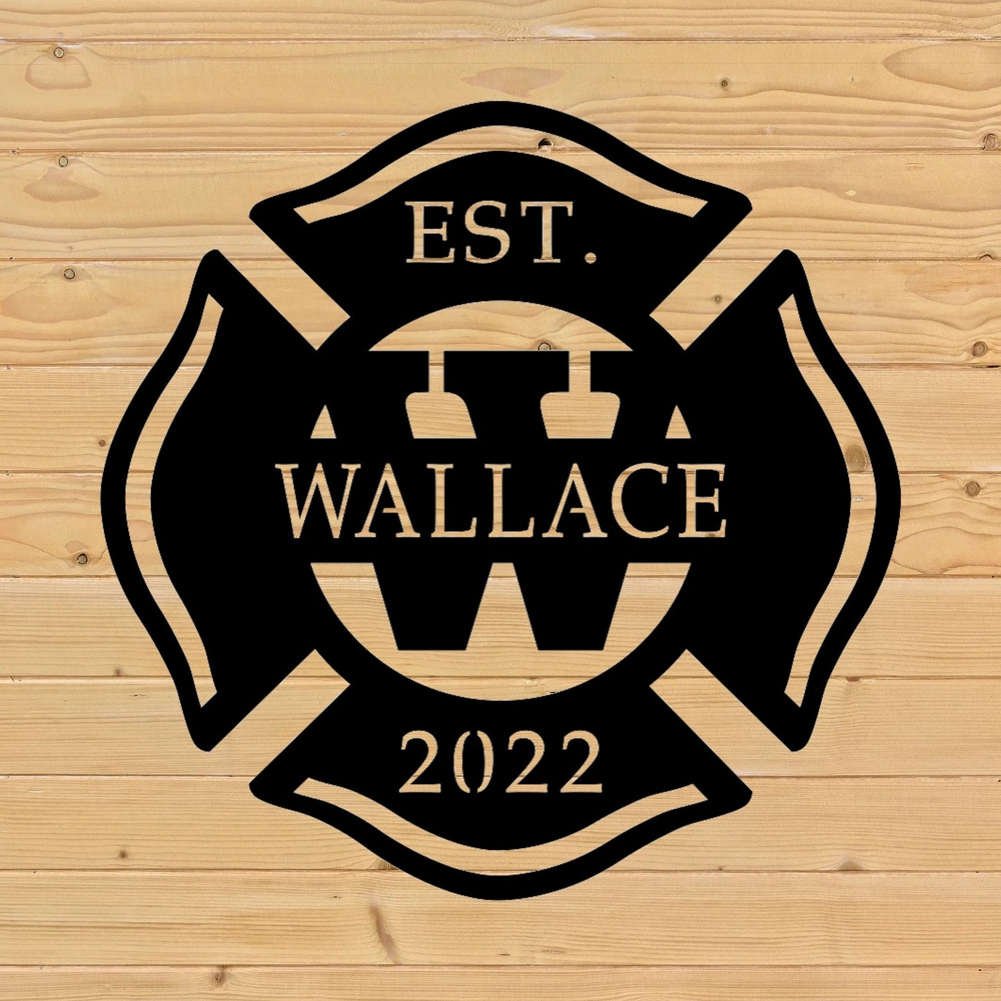 firefighter name split letter sign