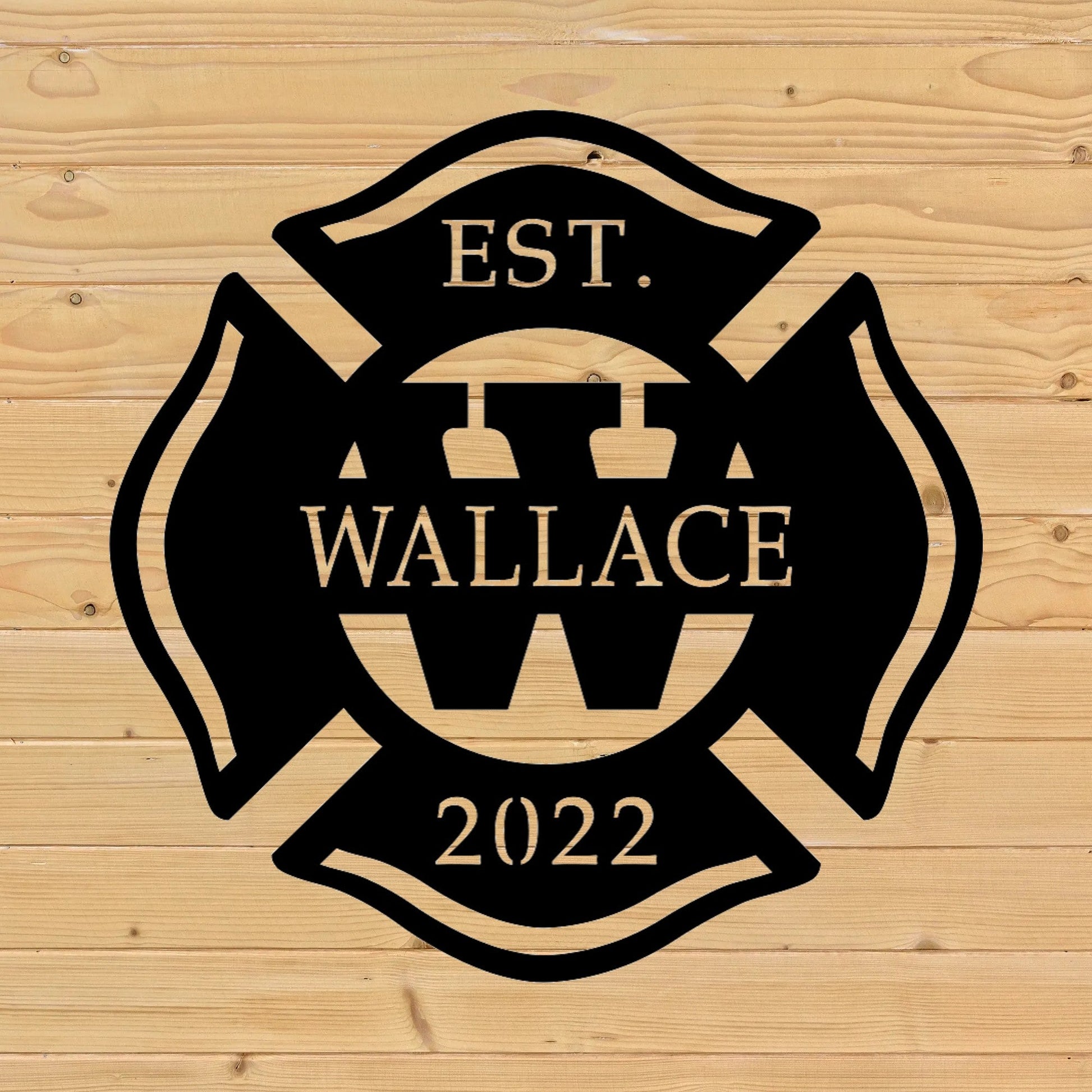 firefighter name split letter sign