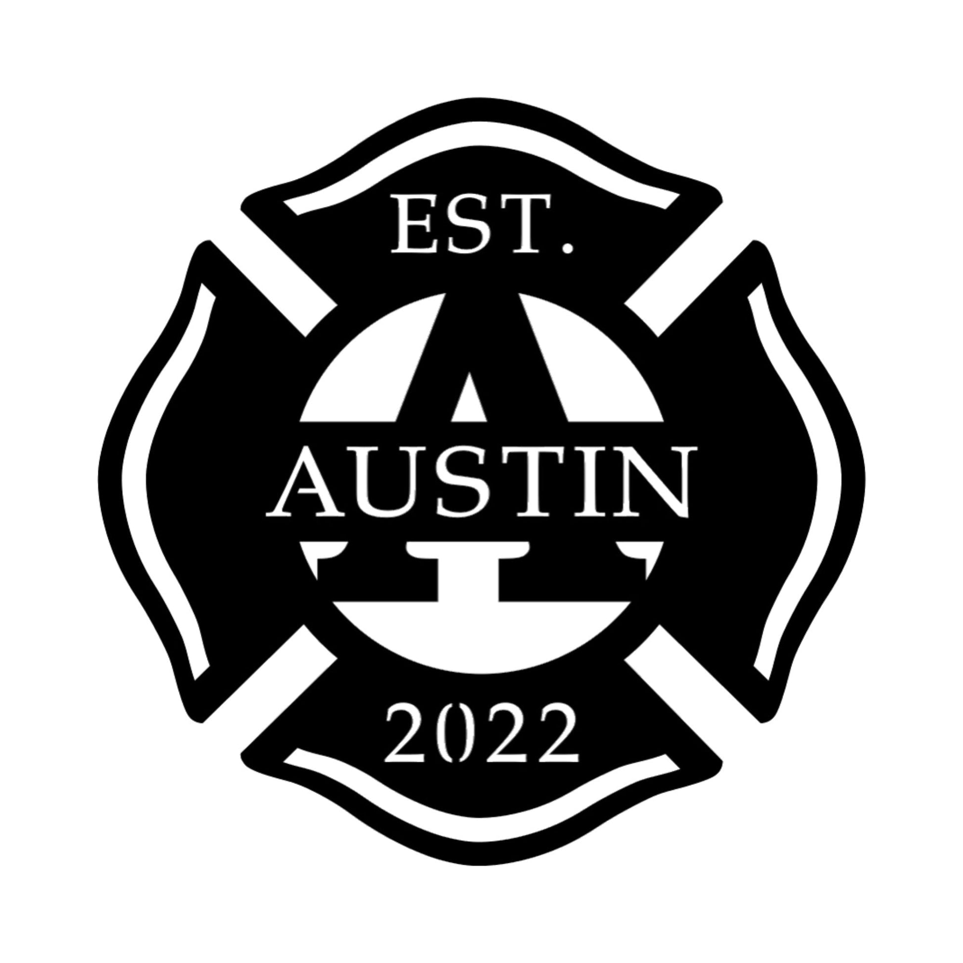 custom white firefighter black metal powder coat sign