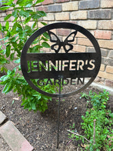 Load image into Gallery viewer, Metal Garden Stake Sign with Butterfly