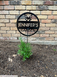 Metal Garden Stake Sign with Butterfly