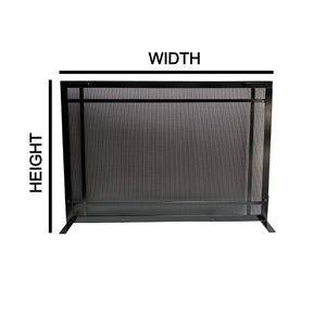 Windowpane fireplace screen with dimensions for custom width and custom height