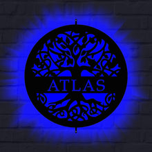 Load image into Gallery viewer, blue tree of life backlit LED sign