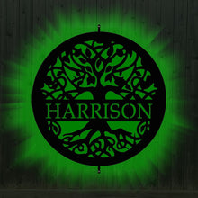 Load image into Gallery viewer, Green LED backlit tree of life sign