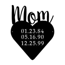 Load image into Gallery viewer, mom heart sign with birthdays stock image black paint