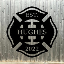Load image into Gallery viewer, custom wall mounted firefighter gift name sign