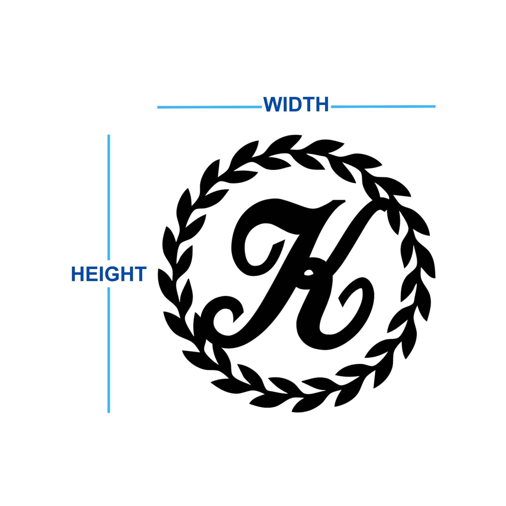 Custom monogrammed wreath with custom family name letter dimensions