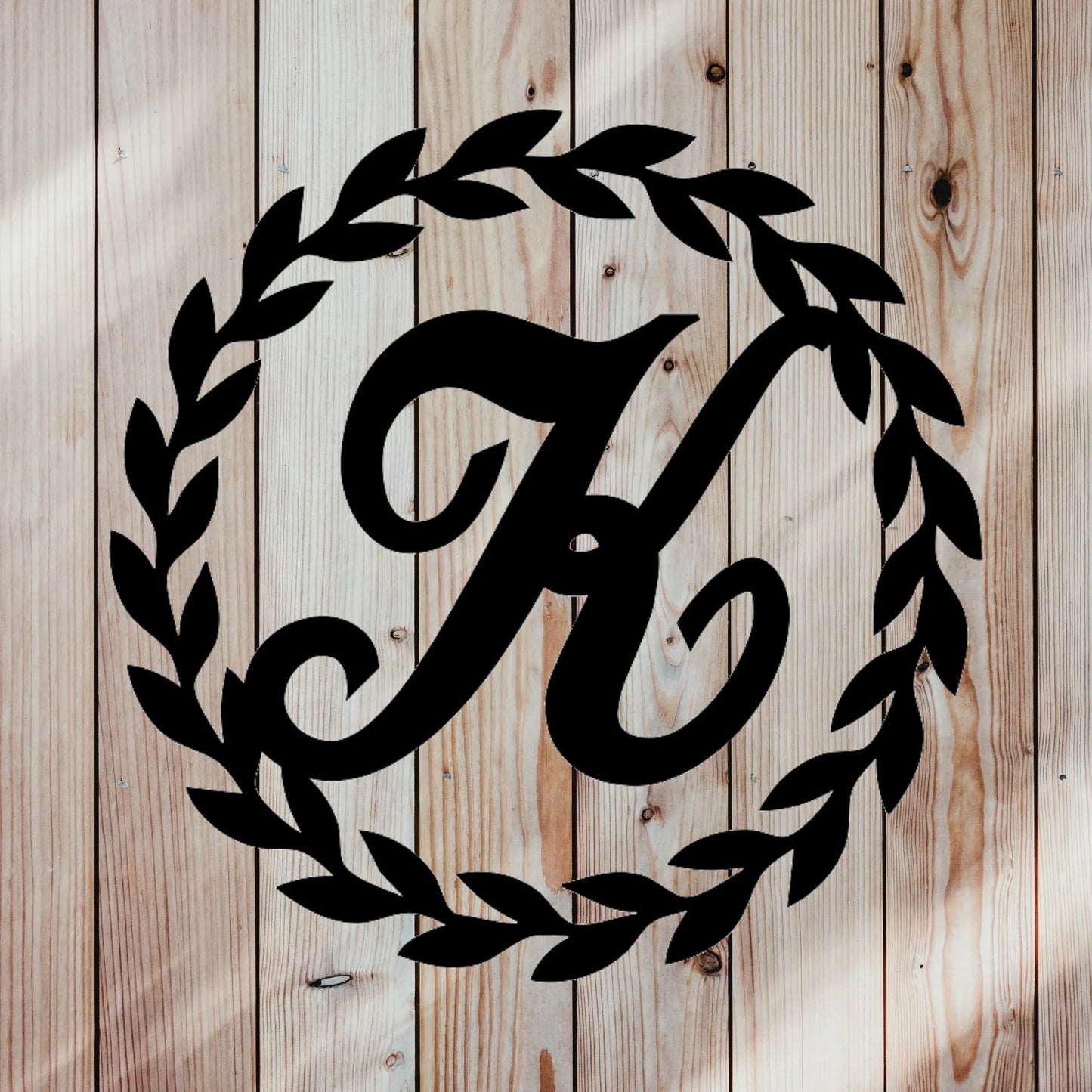 Custom monogrammed wreath with custom family name letter