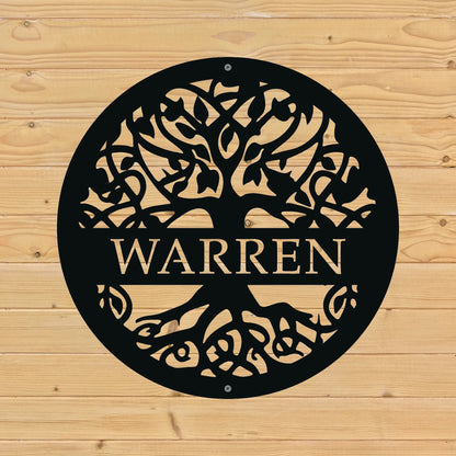 Tree of life custom metal sign with last name