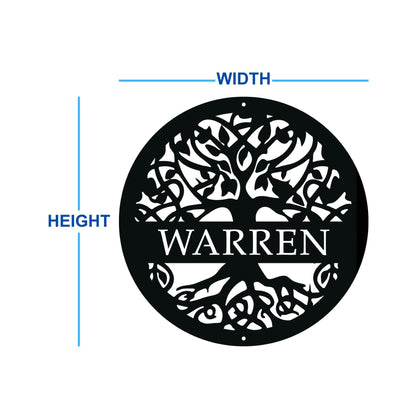Tree of life custom metal sign with last name Dimensions
