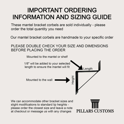 Mantel Bracket Sizing and Dimensions Ordering Guide