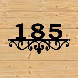 three number scroll wall mounted metal address sign 