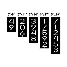 Load image into Gallery viewer, simple vertical house numbers sign sizing guide