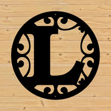 Load image into Gallery viewer, custom letter single monogram sign black paint wall mounted