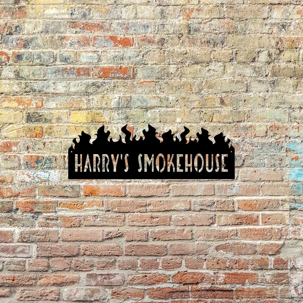 custom smokehouse metal sign custom text fire grill wall mounted powder coat