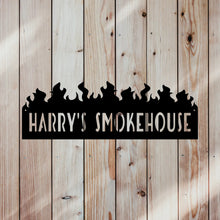 Load image into Gallery viewer, custom smokehouse sign with fence mounted 