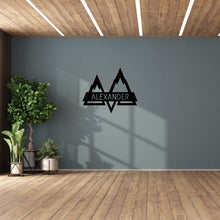 Load image into Gallery viewer, split mountain custom name sign with mountains wall mounted indoor sign